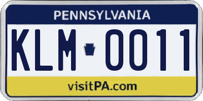 PA license plate KLM0011