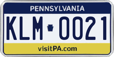 PA license plate KLM0021