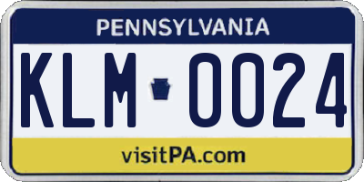 PA license plate KLM0024