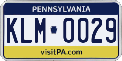 PA license plate KLM0029