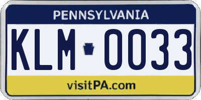 PA license plate KLM0033