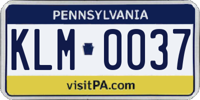 PA license plate KLM0037