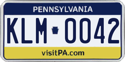 PA license plate KLM0042