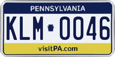 PA license plate KLM0046