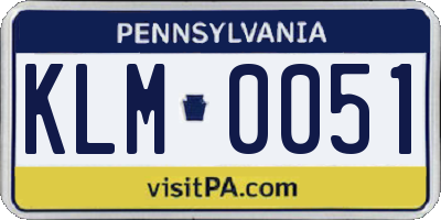 PA license plate KLM0051