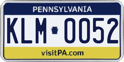 PA license plate KLM0052