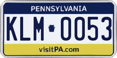 PA license plate KLM0053