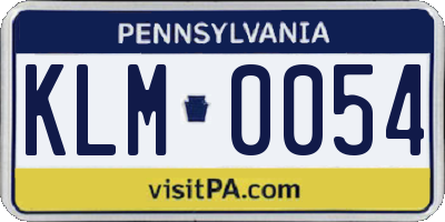 PA license plate KLM0054