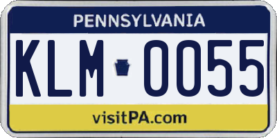 PA license plate KLM0055