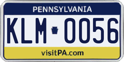 PA license plate KLM0056