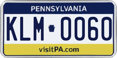 PA license plate KLM0060