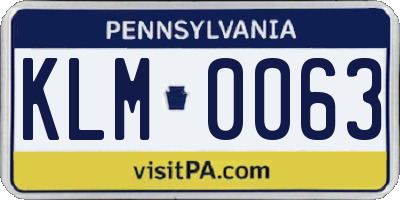 PA license plate KLM0063