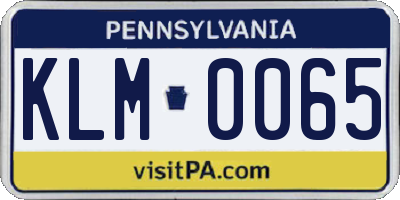 PA license plate KLM0065