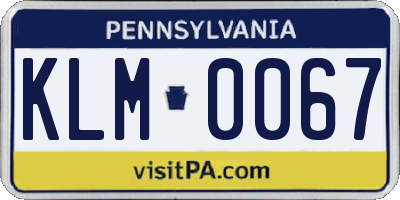 PA license plate KLM0067