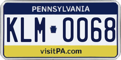 PA license plate KLM0068