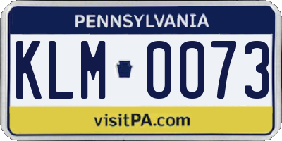 PA license plate KLM0073