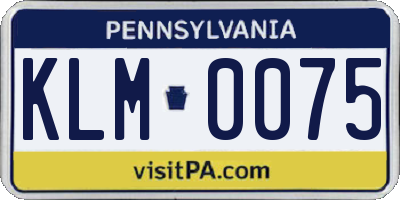 PA license plate KLM0075