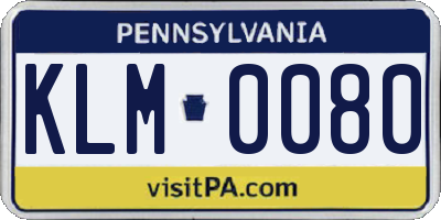 PA license plate KLM0080