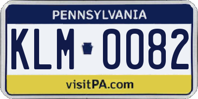 PA license plate KLM0082