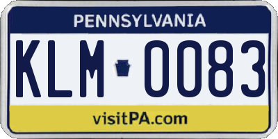 PA license plate KLM0083