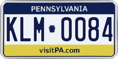 PA license plate KLM0084