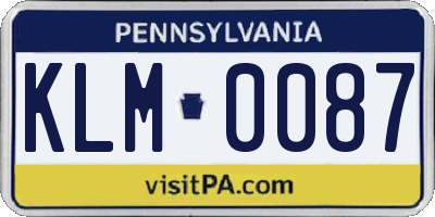 PA license plate KLM0087