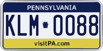 PA license plate KLM0088