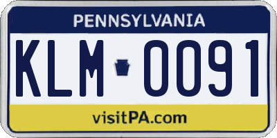 PA license plate KLM0091