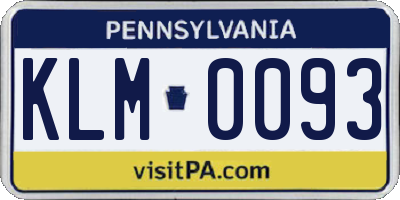 PA license plate KLM0093