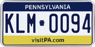 PA license plate KLM0094