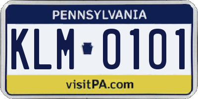 PA license plate KLM0101