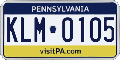PA license plate KLM0105