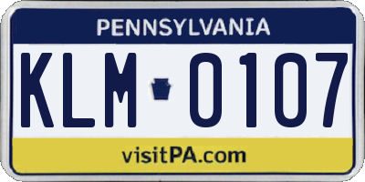 PA license plate KLM0107