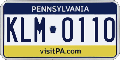 PA license plate KLM0110
