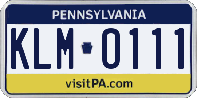 PA license plate KLM0111
