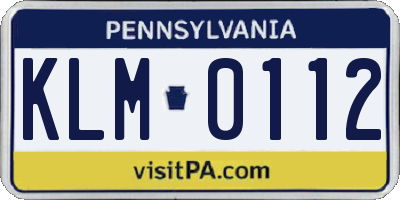 PA license plate KLM0112