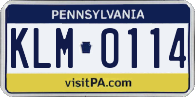 PA license plate KLM0114