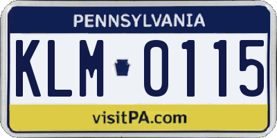PA license plate KLM0115