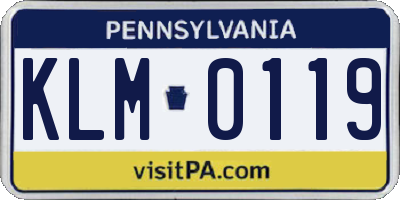 PA license plate KLM0119