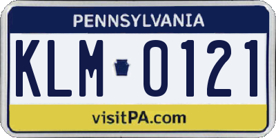 PA license plate KLM0121