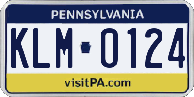 PA license plate KLM0124