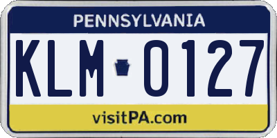 PA license plate KLM0127