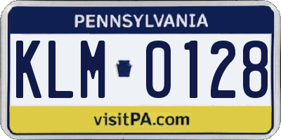 PA license plate KLM0128