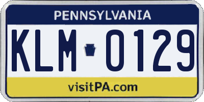 PA license plate KLM0129