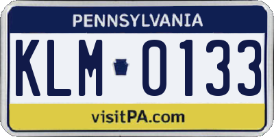 PA license plate KLM0133