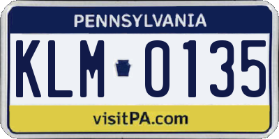PA license plate KLM0135