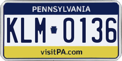 PA license plate KLM0136