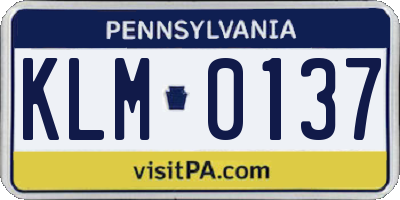PA license plate KLM0137