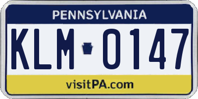 PA license plate KLM0147