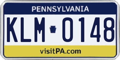 PA license plate KLM0148